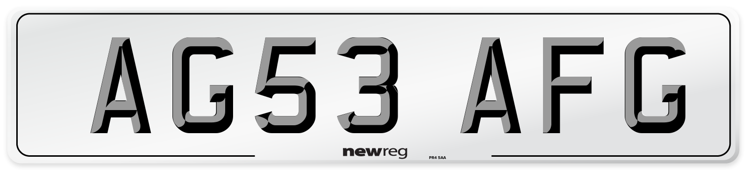 AG53 AFG Number Plate from New Reg